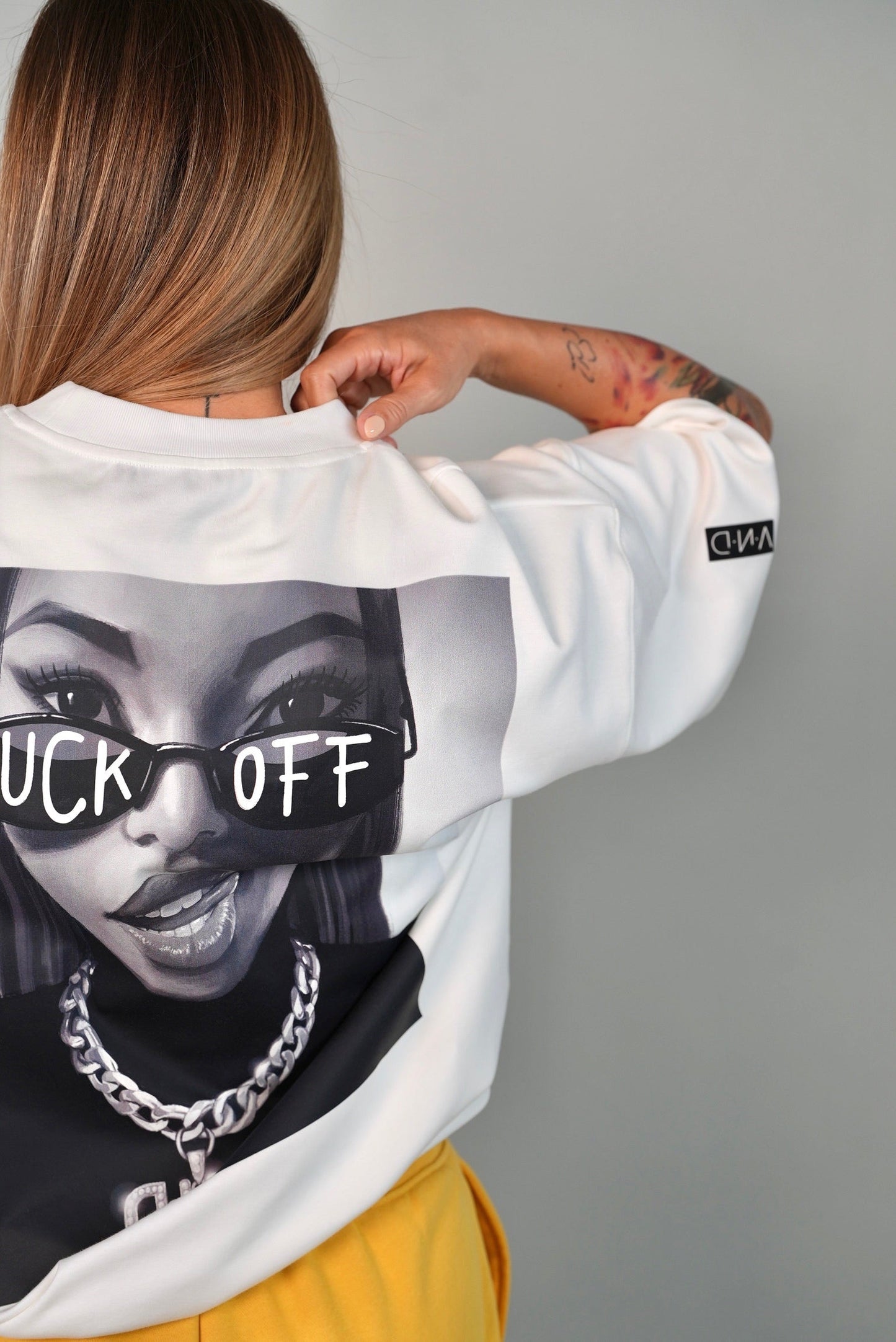 D.N.A Unisex Oversize Tričko F-OFF WHITE