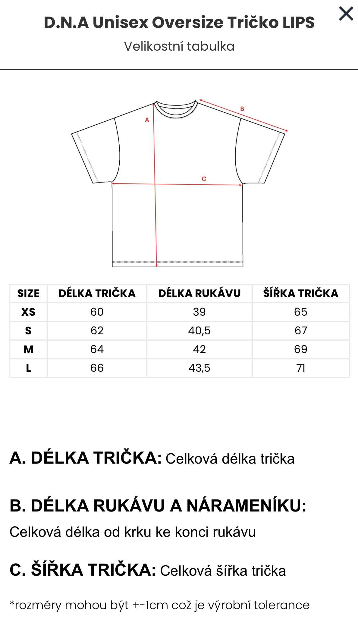 D.N.A Unisex Oversize Tričko LIPS