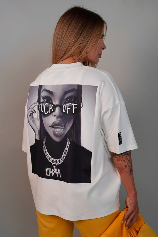 D.N.A Unisex Oversize Tričko F-OFF WHITE