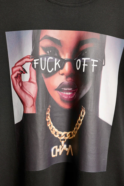 D.N.A Unisex Oversize Tričko F-OFF BLACK