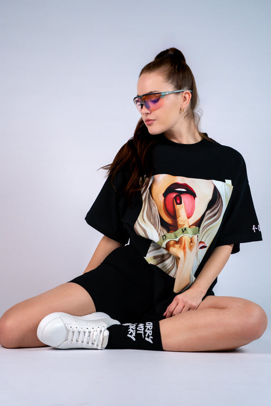 D.N.A Unisex Oversize Tričko FUCK BLACK
