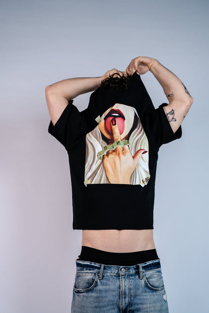 D.N.A Unisex Oversize Tričko FUCK BLACK
