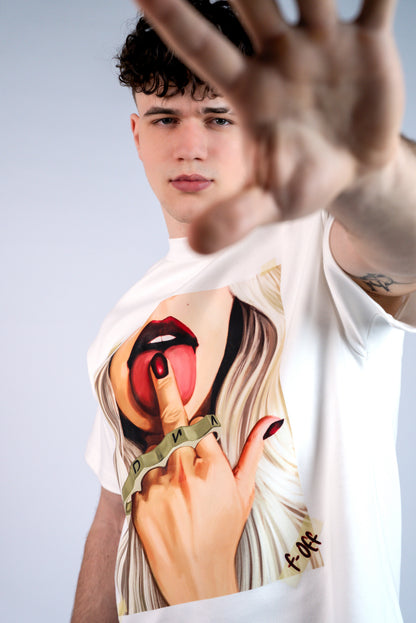D.N.A Unisex Oversize Tričko FUCK WHITE