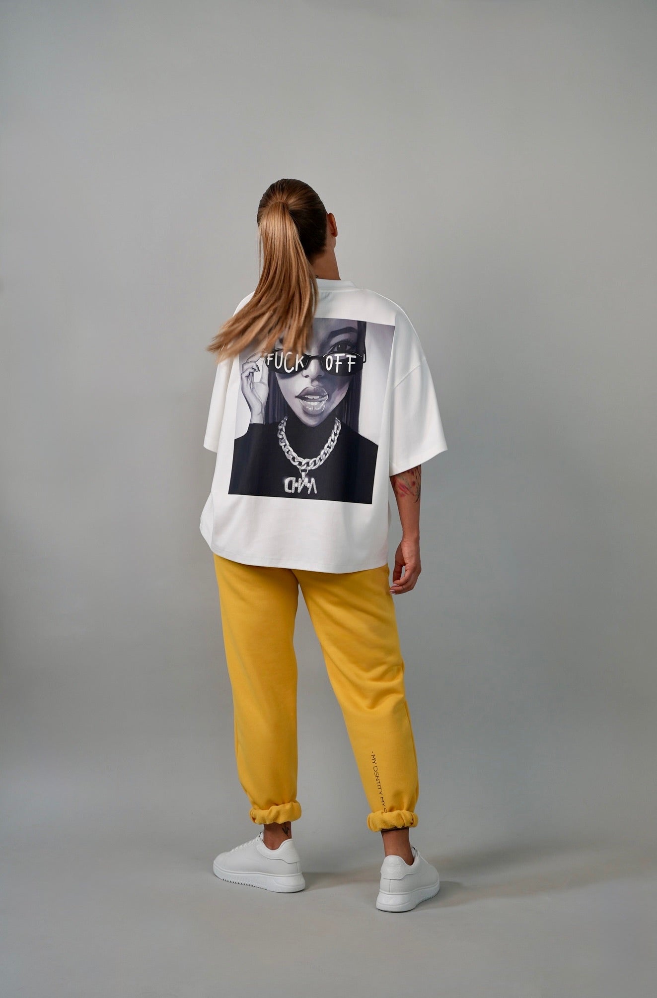 D.N.A Unisex Oversize Tričko F-OFF WHITE