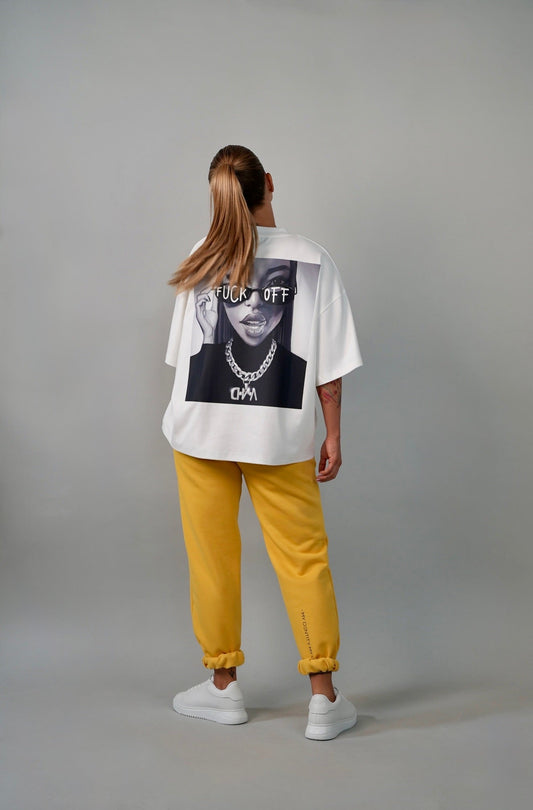 D.N.A Unisex Oversize Tričko F-OFF WHITE
