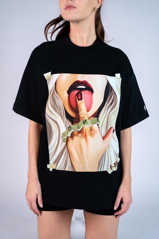D.N.A Unisex Oversize Tričko FUCK BLACK