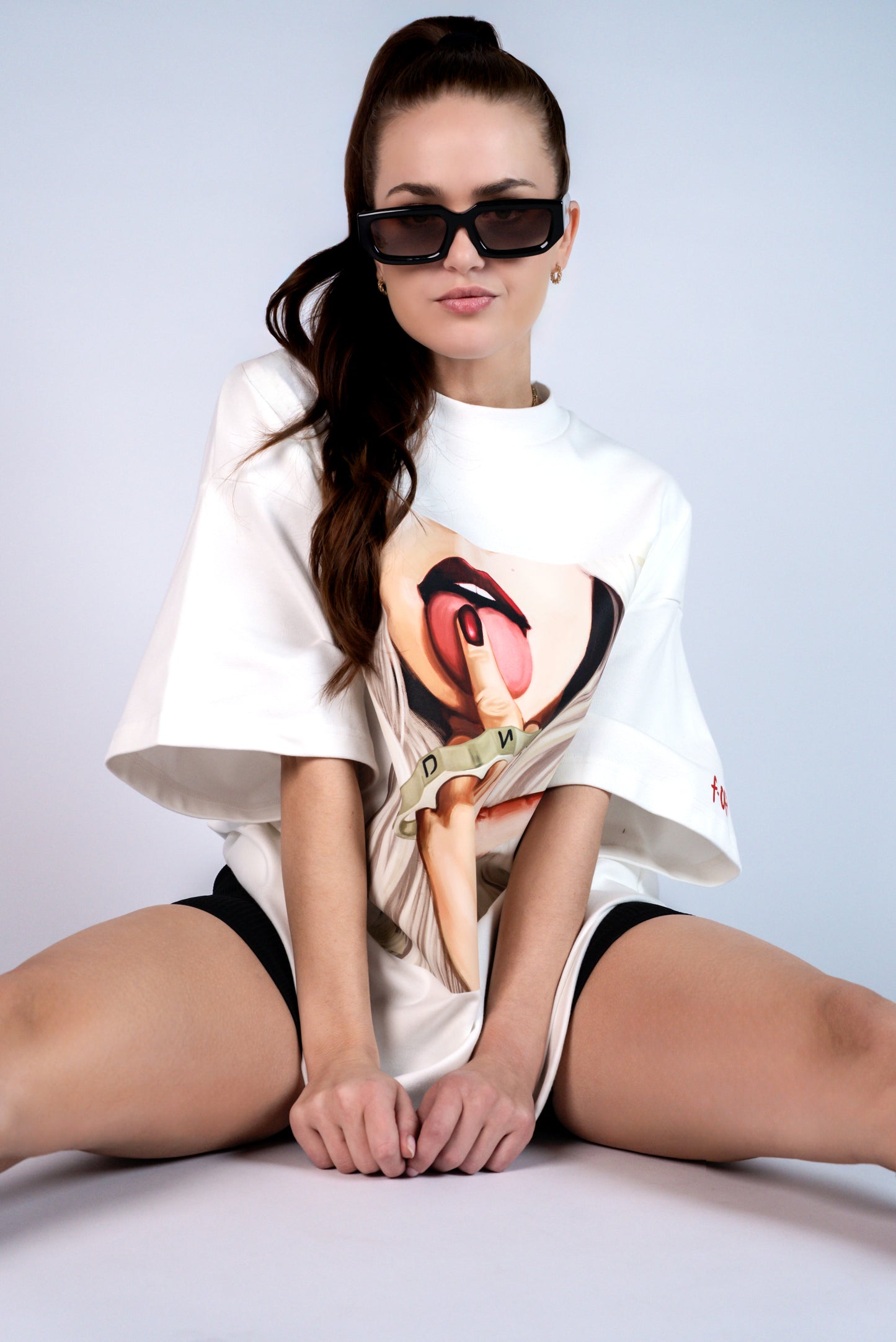 D.N.A Unisex Oversize Tričko FUCK WHITE