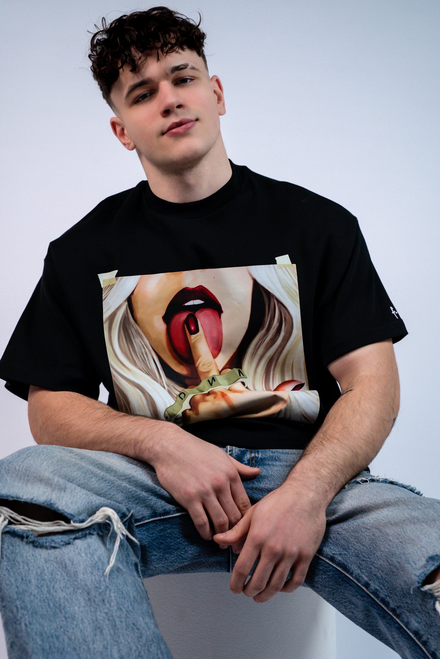 D.N.A Unisex Oversize Tričko FUCK BLACK
