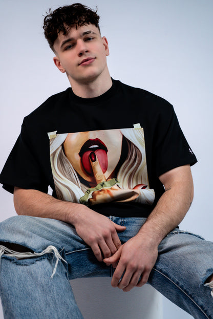 D.N.A Unisex Oversize Tričko FUCK BLACK