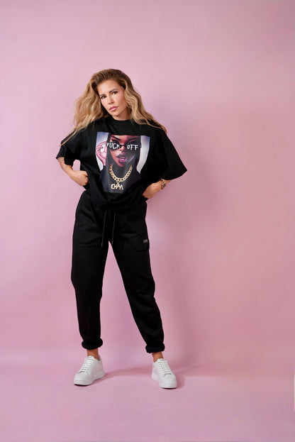 D.N.A Unisex Oversize Tričko F-OFF BLACK