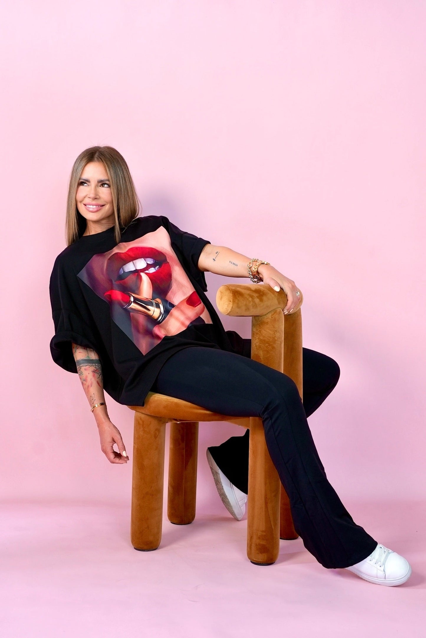D.N.A Unisex Oversize Tričko LIPS